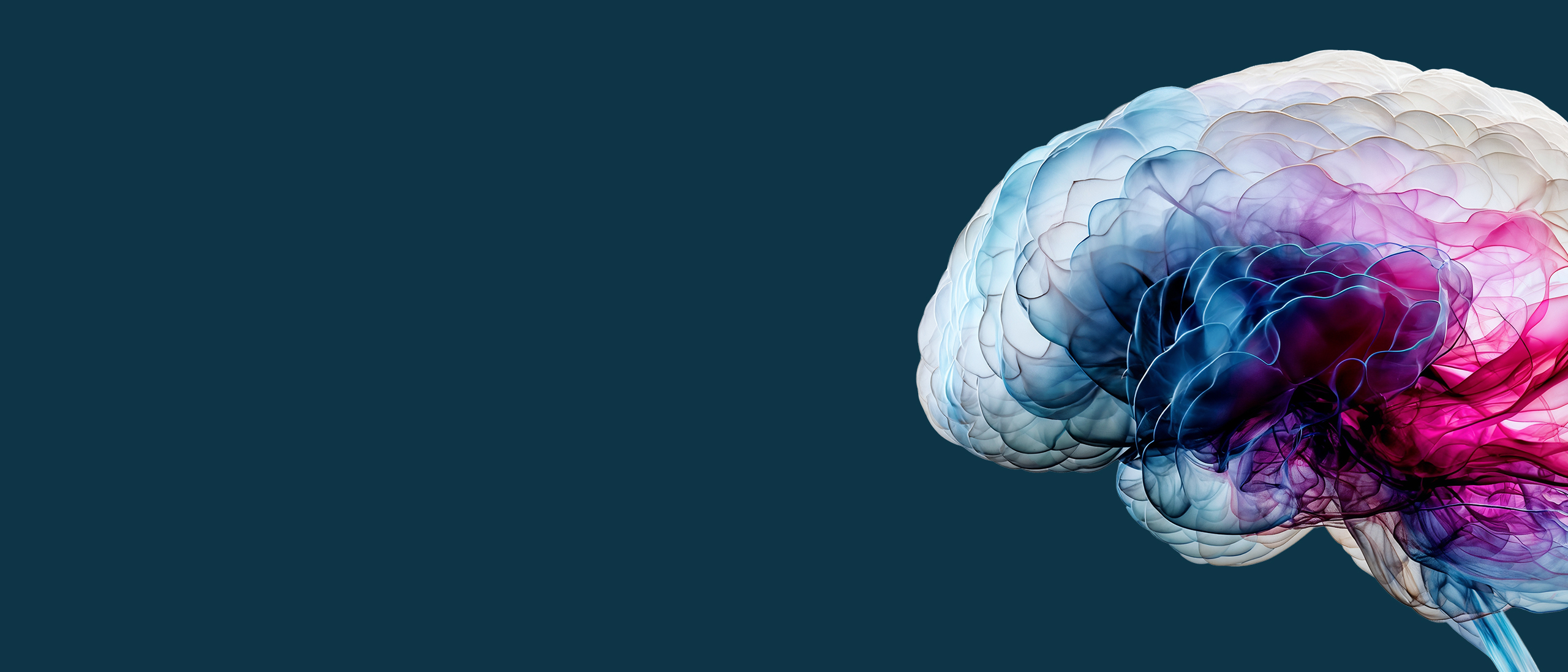 Illustration eines Gehirns mit farbig hervorgehobenen Bereichen aus Oticons BrainHearing-Kommunikation